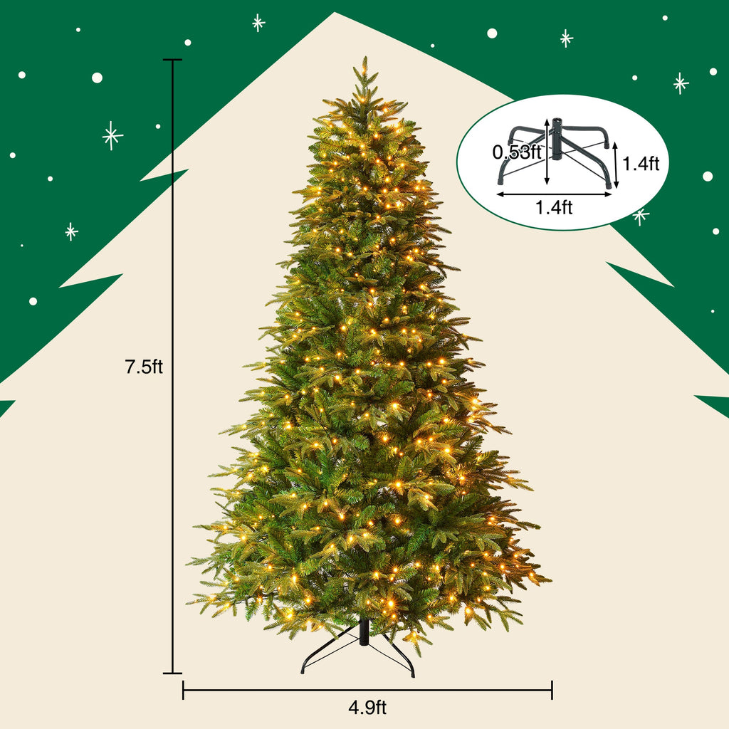 7.5FT Premium Life-Like Full Flocked Christmas Tree