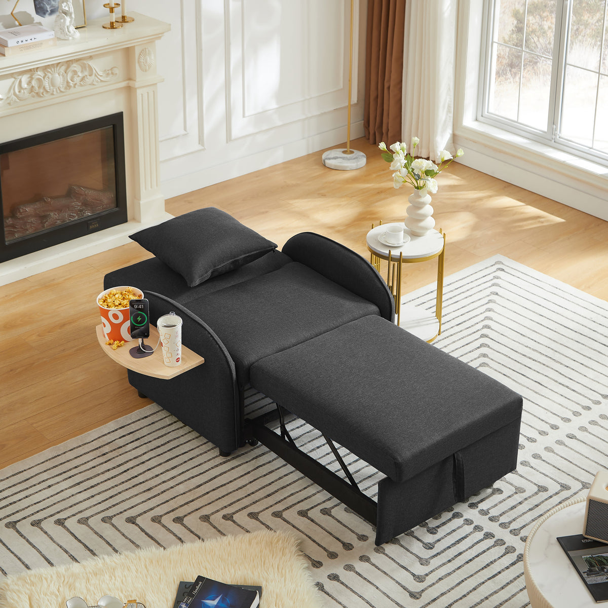 Sleeper Sofa Chair Bed - 3 In 1 Convertible Armchair