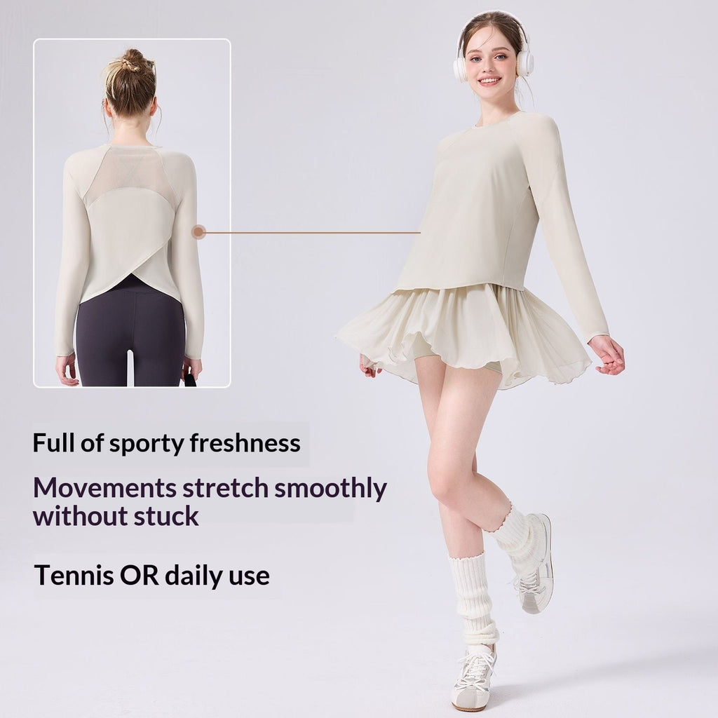 Women's Long-Sleeve Yoga Top With Breathable Back, Quick-Dry, Lightweight, Loose Fit, Suitable For Gym And Commuting, Direct From The Source Factory