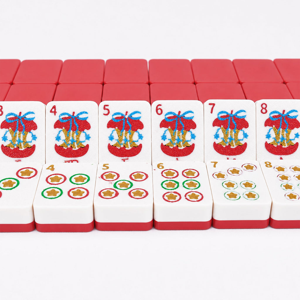 160PCS Christmas American Mahjong Set 3D Printed Red White Mahjong Tiles With Holiday Designs Storage Case For Game Night