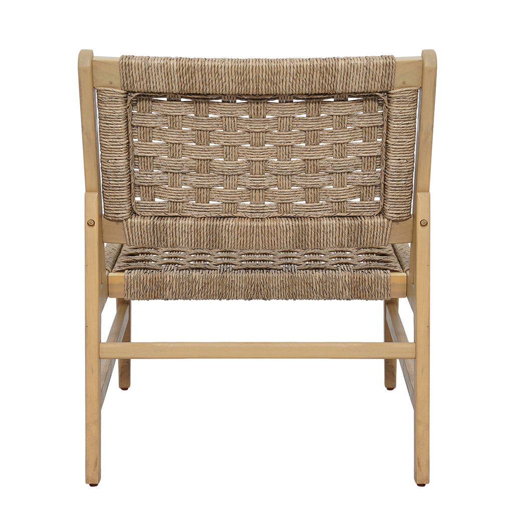Noreen Club Chair: Acacia Wood and Wicker Woven