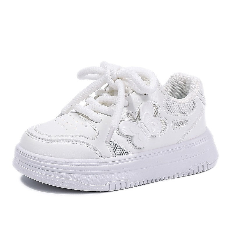 2026 Spring Summer Kids Skate Shoes, Breathable Mesh White Sneakers For Girls, Lightweight Versatile Performance & Running Shoes
