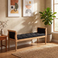 Modern Upholstered Bench with Curved Arms