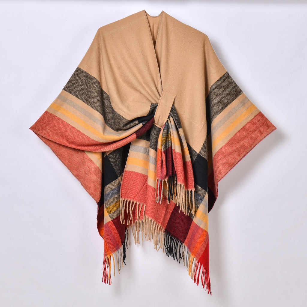 Adjustable Strap New European And American Classic Plaid Shawl