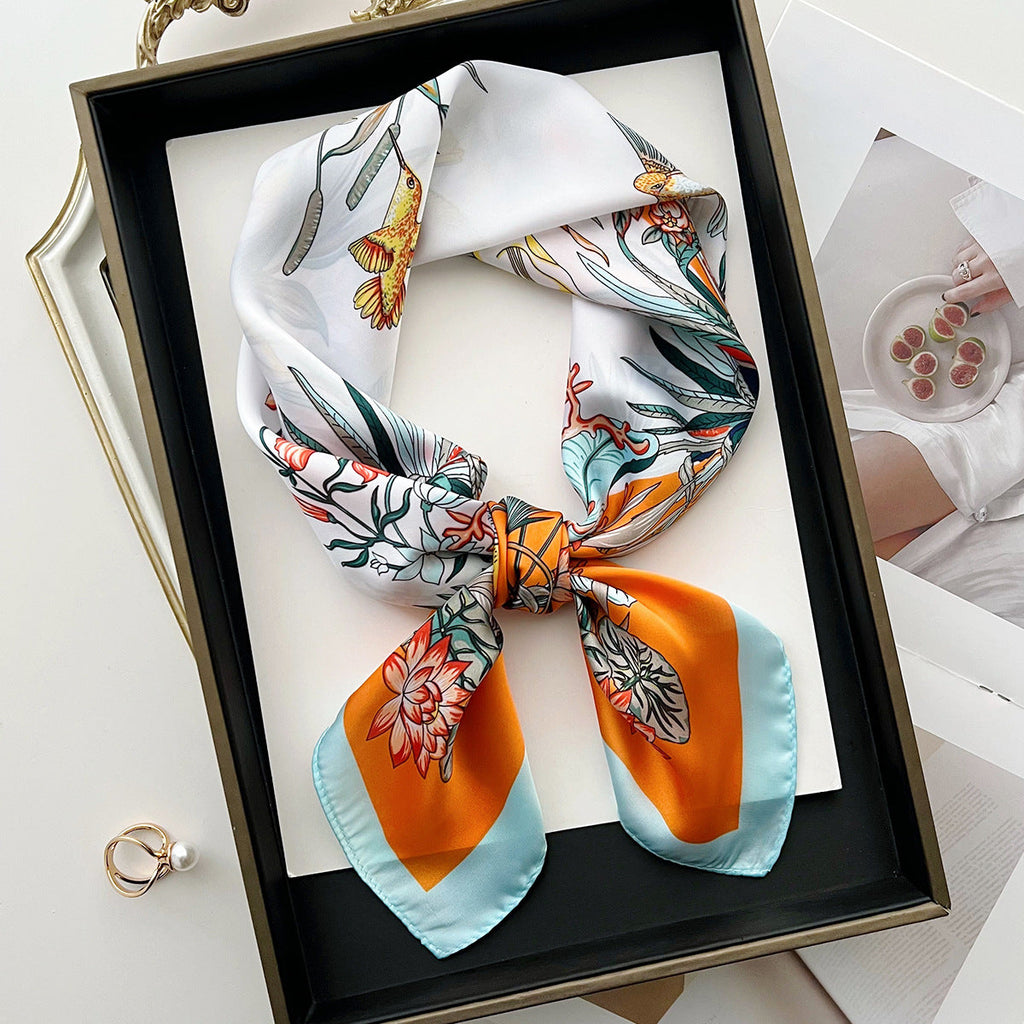 Sun-protective Beach Floral Silk Scarf