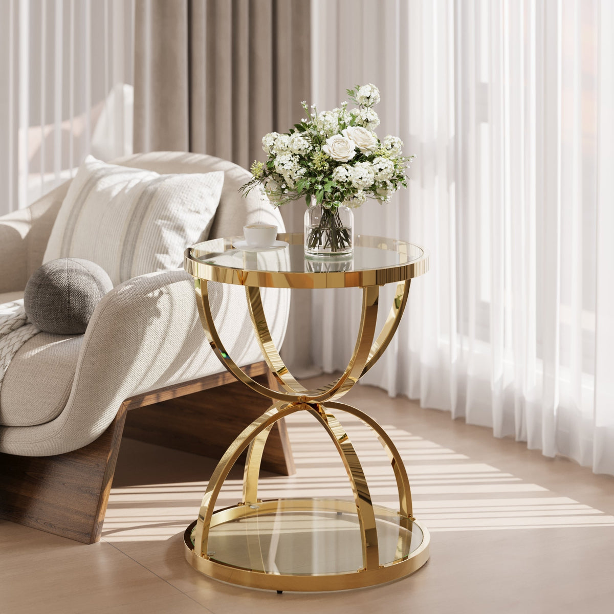 19.69'' Modern Glass Side Table