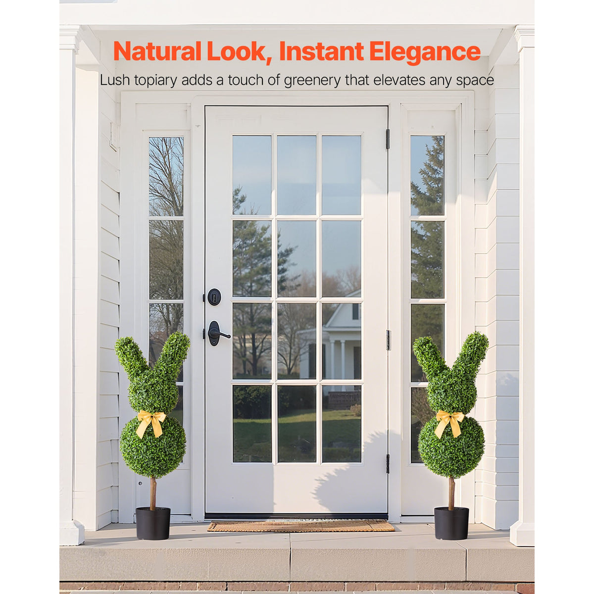 Artificial Topiary Bunny-Shape Boxwood Ball, 2 Set