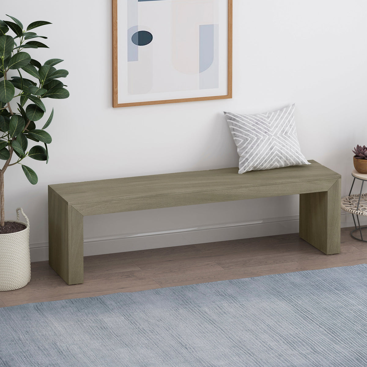Acacia Wood Dining Bench, Grey+Taupe