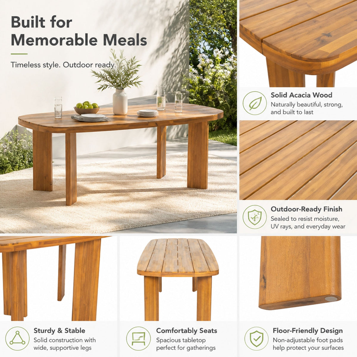 7-Piece Outdoor Patio Dining Set with Teak Finish