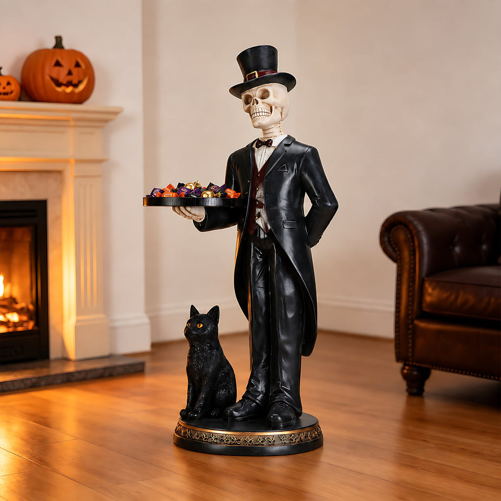 Halloween Skeleton Butler Floor Statue