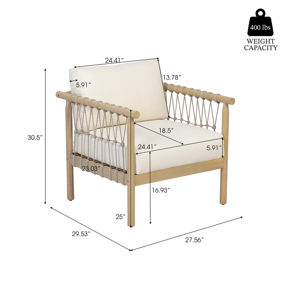 Outdoor Acacia Wood 3-Piece Furniture Set