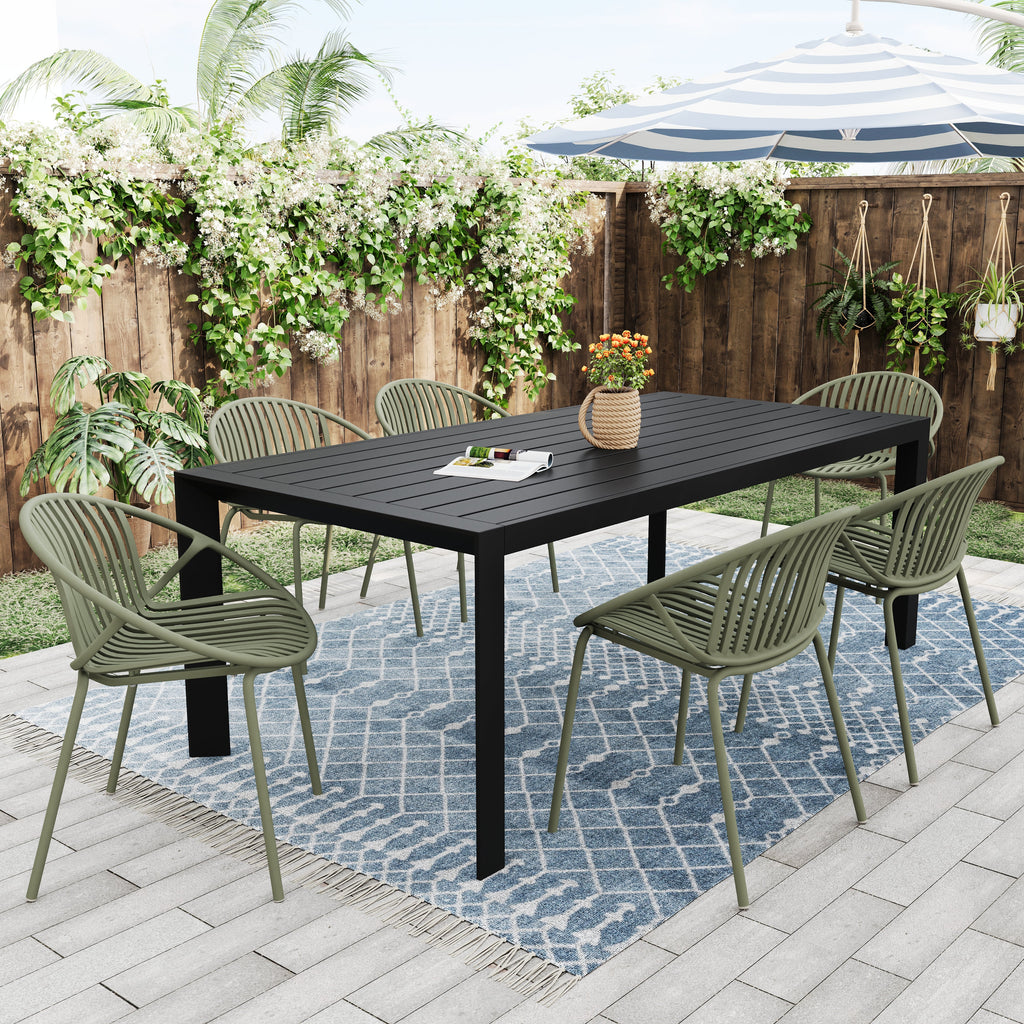 7 Pieces Outdoor Modern Metal and Polypropylene Dining Set