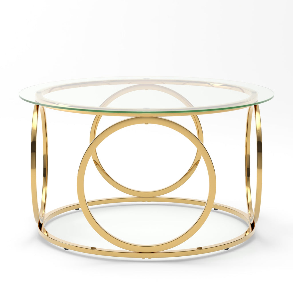 31.5" Modern Round Glass Top Coffee Table
