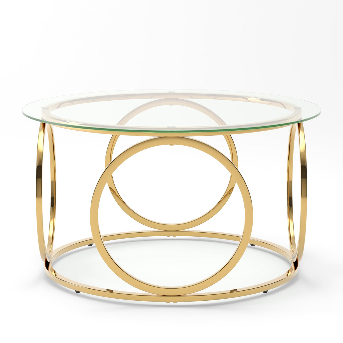 31.5" Modern Round Glass Top Coffee Table