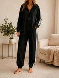 Women's Loose-fitting Hooded Zip-up Jumpsuit