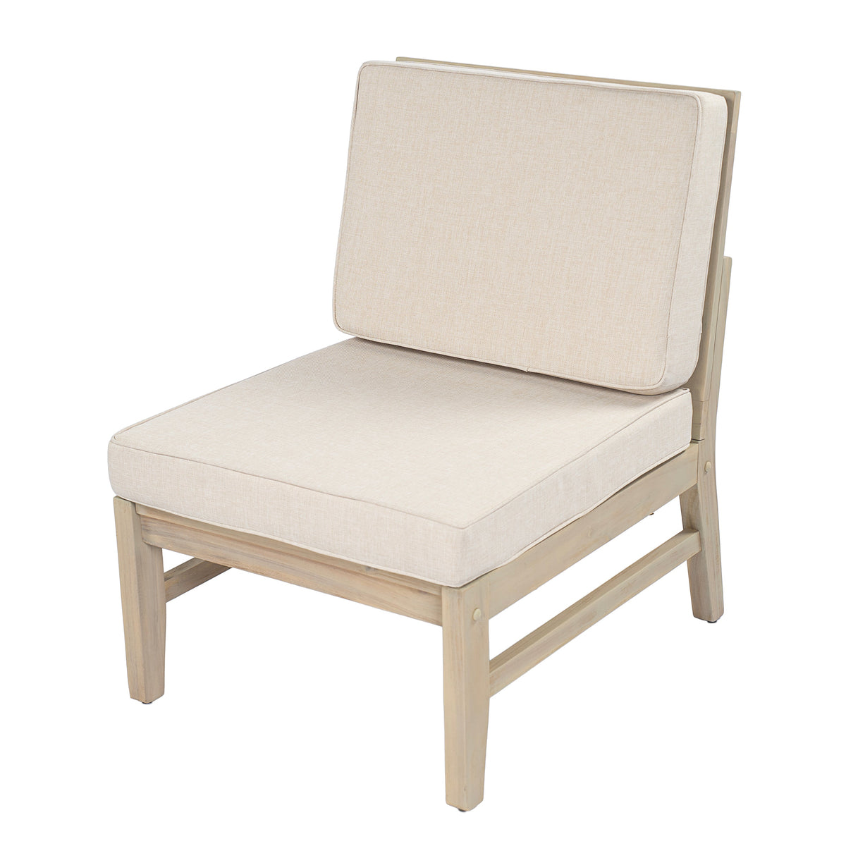 Perla Right Armless Chair in Acacia Wood
