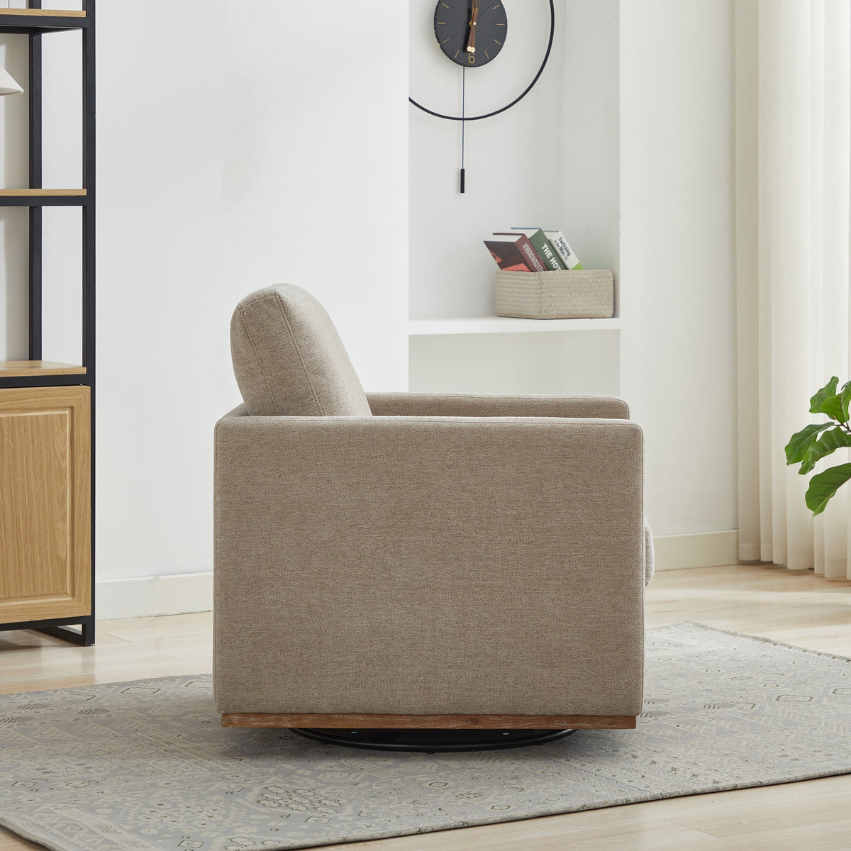 30.5"W Square Upholstered Swivel Accent Chair - Taupe