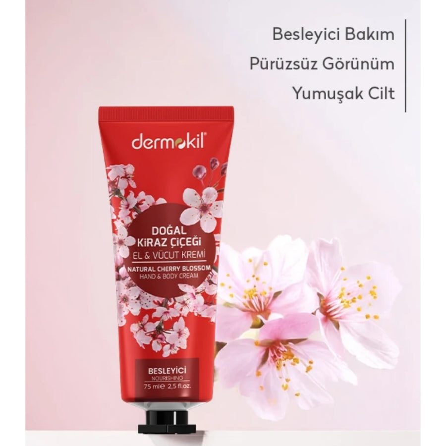 Dermokil Cherry Blossom Hand and Body Cream for Smooth Skin 75ml