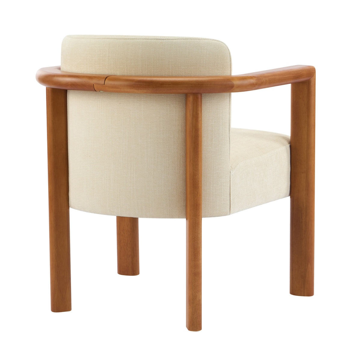 Upholstered Fabric Armchair with Walnut Frame
