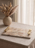17.7" Marble Tray with Gold Handles