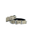 Doggie DSBT Woven Metal Bone Ornament Dog Collar S-Khaki