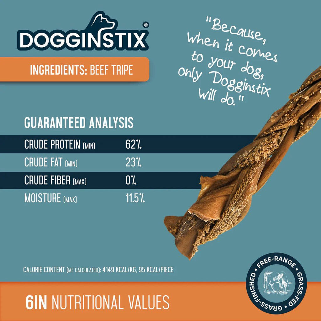 Dogginstix Braided Beef Tripe Natural Dog Chew – Digestible, Nutrient Rich, Omega 3
