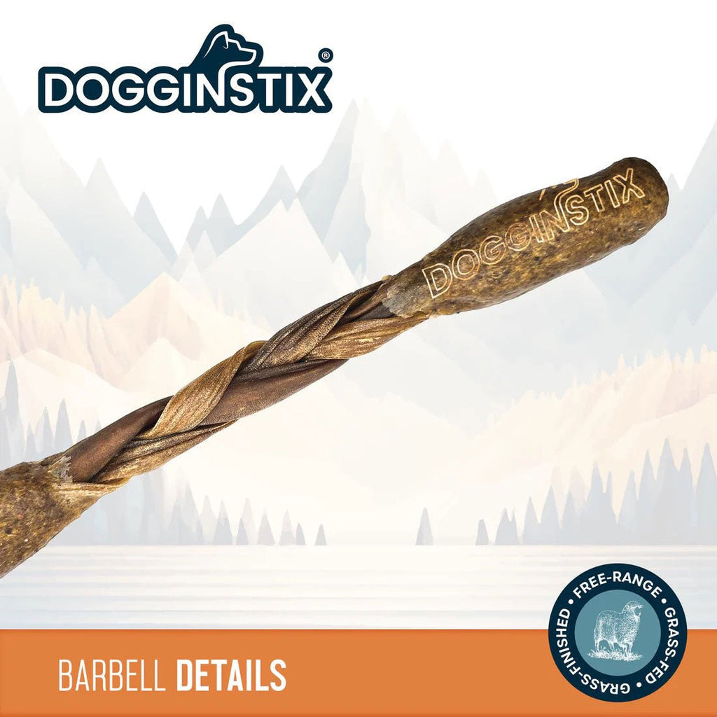 Dogginstix Braided Lamb Collagen Barbell Dog Chew – Natural, Grass-Fed, Low Fat Treat