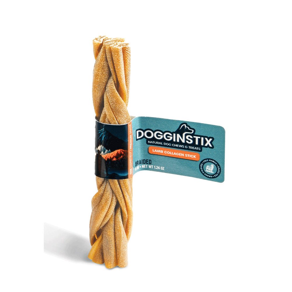 Dogginstix Braided Lamb Collagen Dog Chew – Long Lasting, Digestible, High Protein Rawhide Alternative