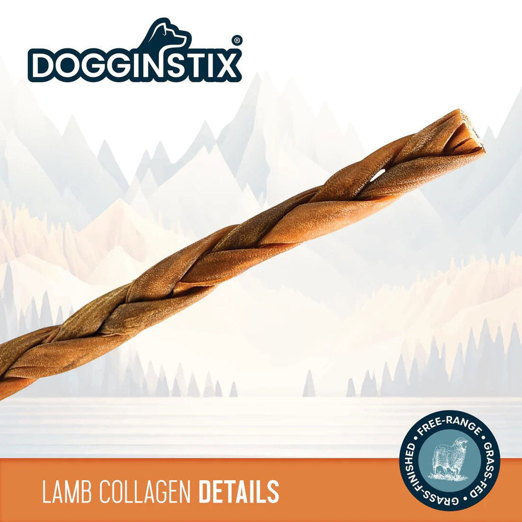 Dogginstix Braided Lamb Collagen Dog Chew – Long Lasting, Digestible, High Protein Rawhide Alternative