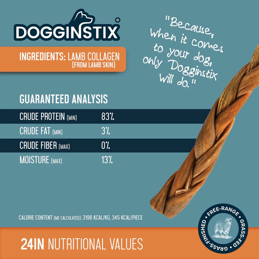Dogginstix Braided Lamb Collagen Dog Chew – Long Lasting, Digestible, High Protein Rawhide Alternative