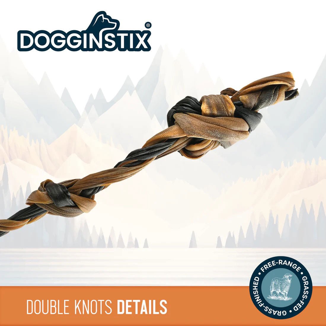 Dogginstix Braided Lamb Collagen Double Knot Dog Chew – Natural, Grass-Fed, Low Fat Treat