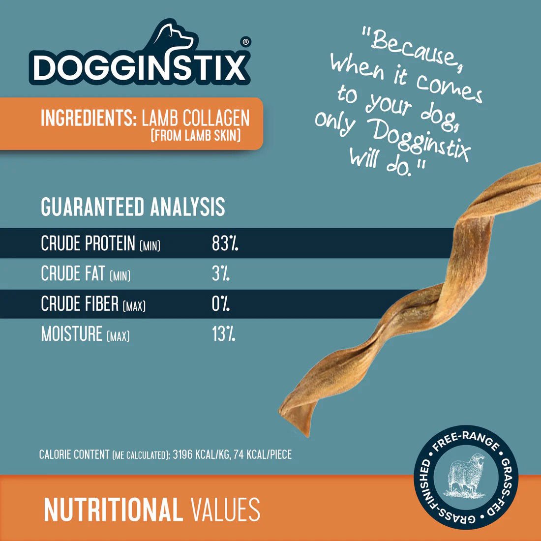 Dogginstix Braided Lamb Collagen Twist Dog Chew – Natural, Odor Free, Long Lasting
