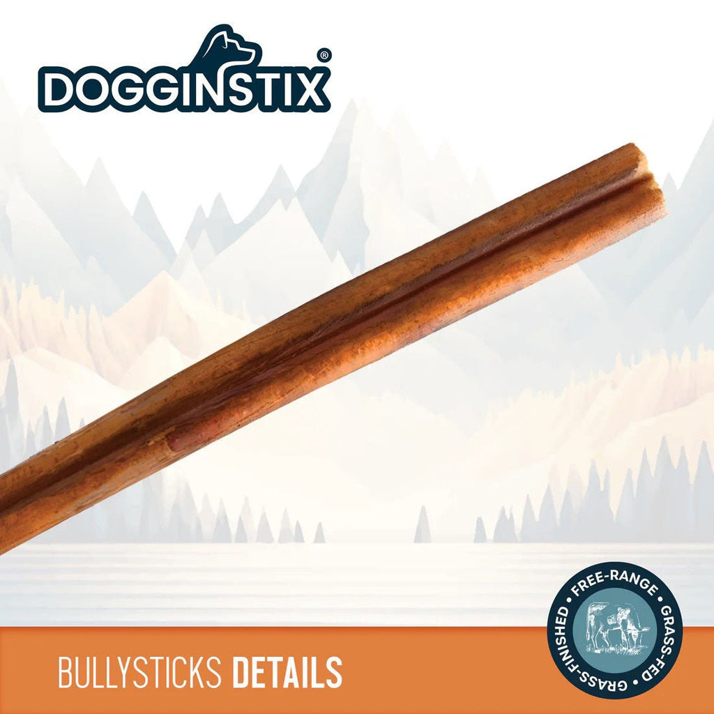 Dogginstix Bully Stick Dog Chew, All-Natural, Grass-Fed Beef, Odor-Free