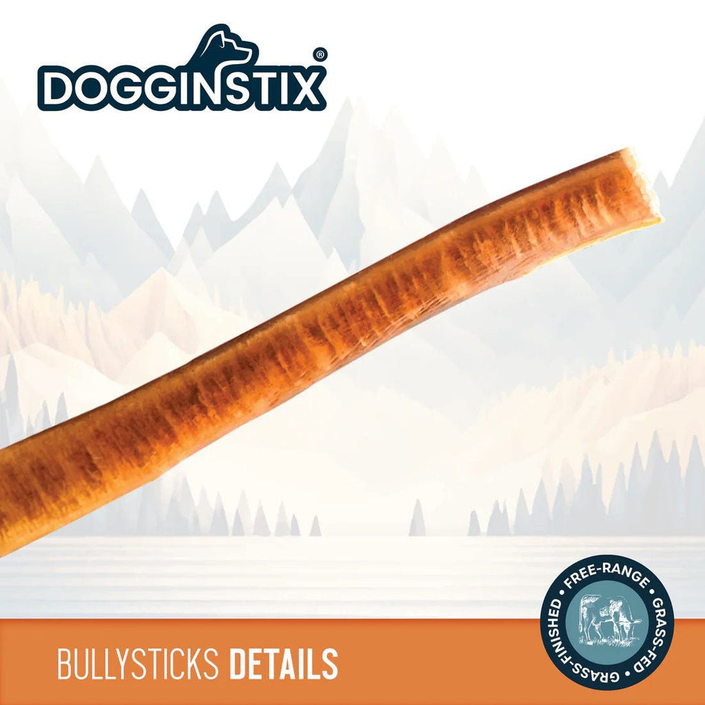 Dogginstix Bully Stick Dog Chew, All-Natural, Grass-Fed Beef, Odor-Free