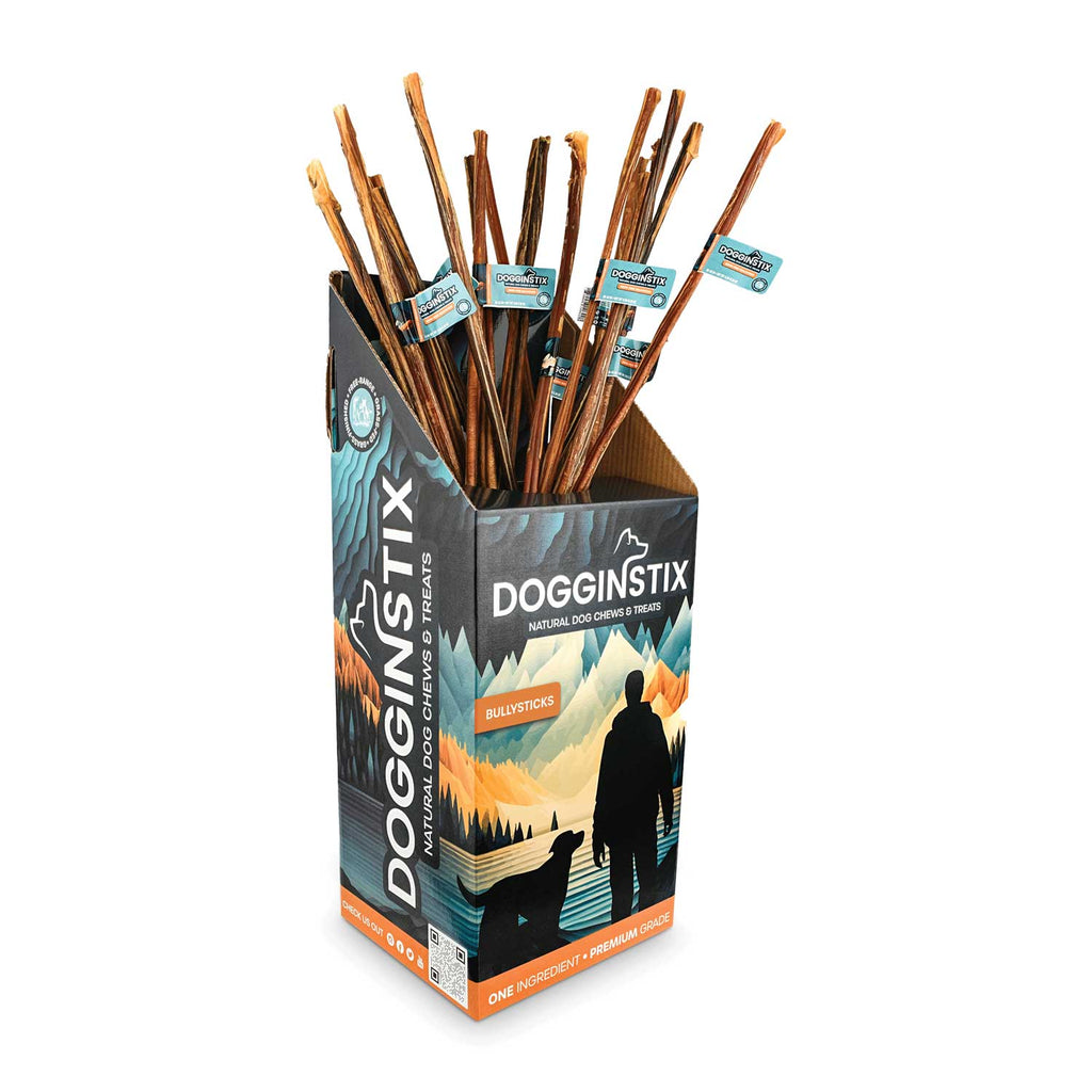 Dogginstix Bully Stick Dog Chew, All-Natural, Grass-Fed Beef, Odor-Free