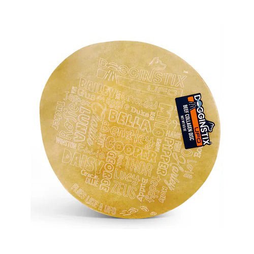 Dogginstix Natural Beef Collagen UFO Dog Chew & Toy – Long Lasting, Digestible, High Protein