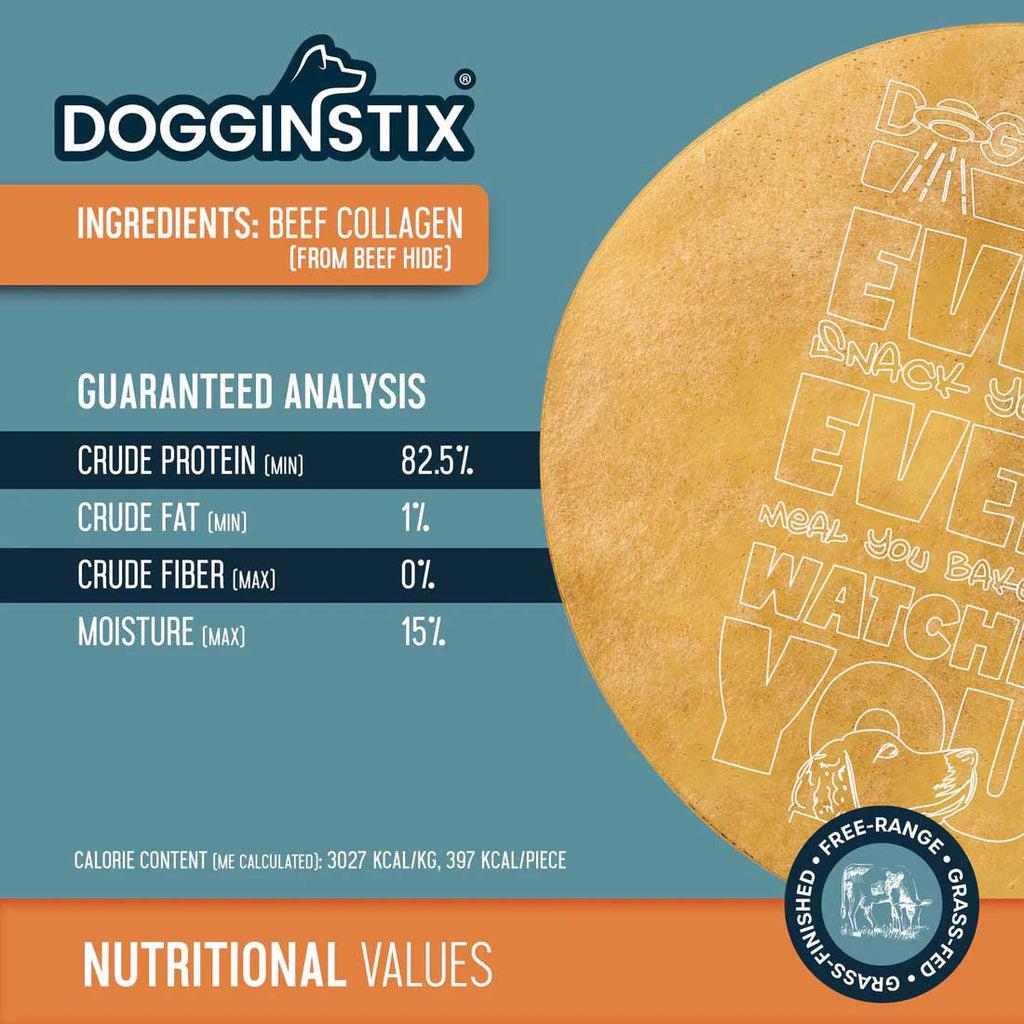 Dogginstix Natural Beef Collagen UFO Dog Chew & Toy – Long Lasting, Digestible, High Protein