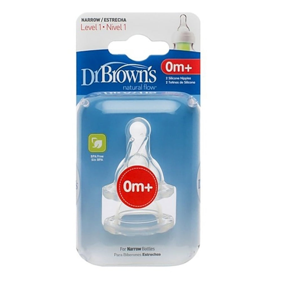 Dr. Brown's Narrow Neck Level 1 Silicone Nipple 2-Pack