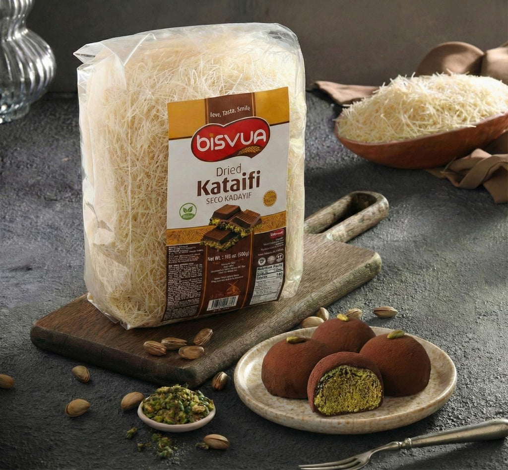 Bisvua Dried Kataifi 15 Pack - Premium Dried Kataifi Pastry 500g (17.6 oz) x 15