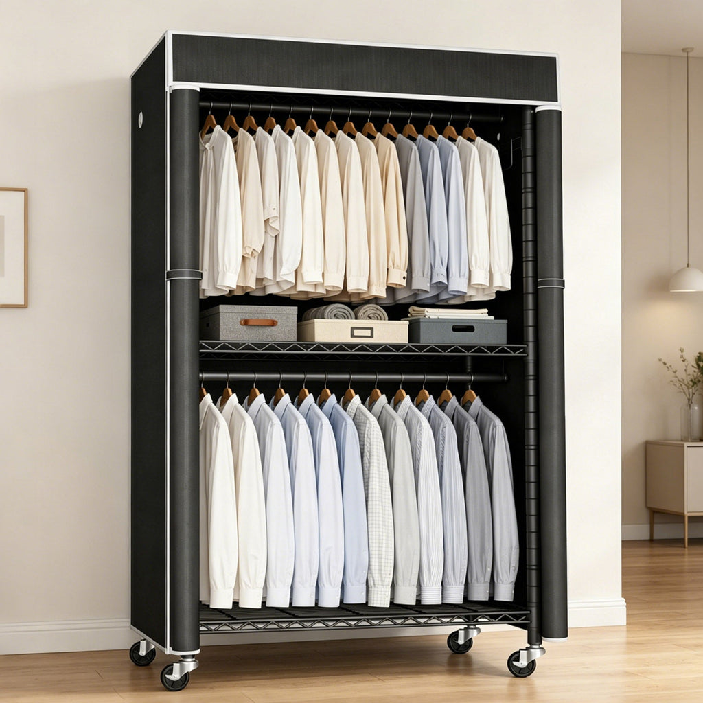 Freestanding Garment Rack with Dust Cover
