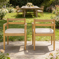 Outdoor Acacia Dining Armchair with Cushions, Set of 2