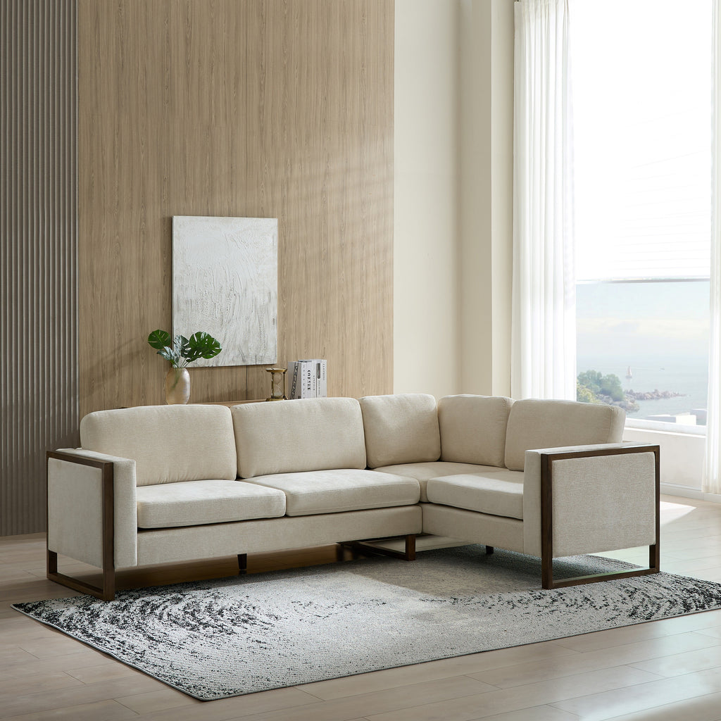 Otis 104-Inch Square Arm 2-Piece L-Shaped Sectional Chenille Sofa