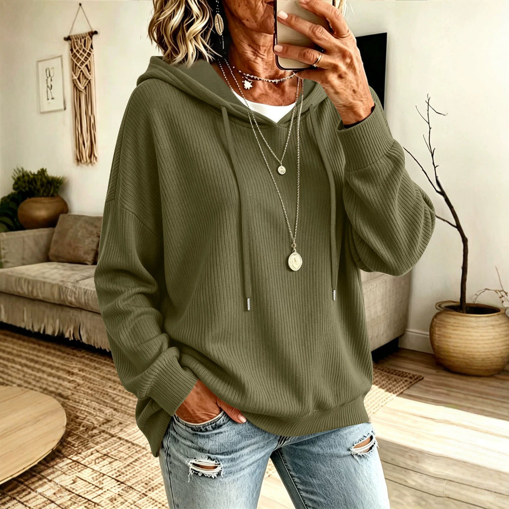 Amazon Cross-border Autumn And Winter Lazy Pit Knitted Hoodie Loose Meat Covering Shoulder Sleeve Women's Pullover Sweater