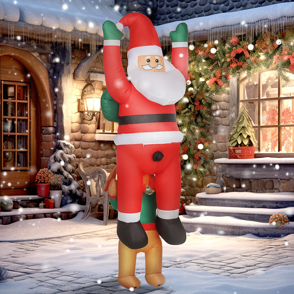 Outsunny 7FT Hanging Christmas Inflatable Santa with Dog