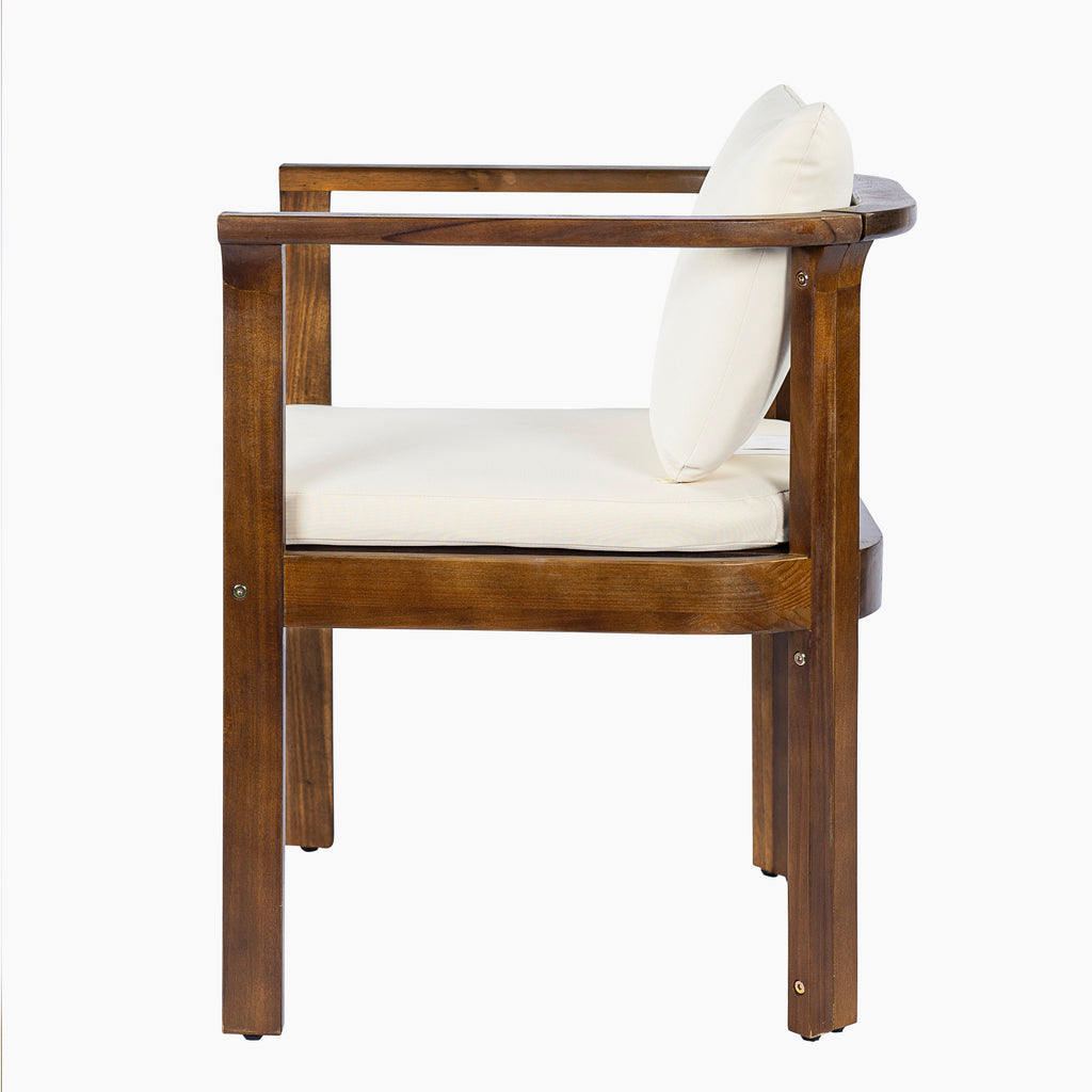 Outdoor Dining Chair Set of 4 with Curved Acacia Wood Arms