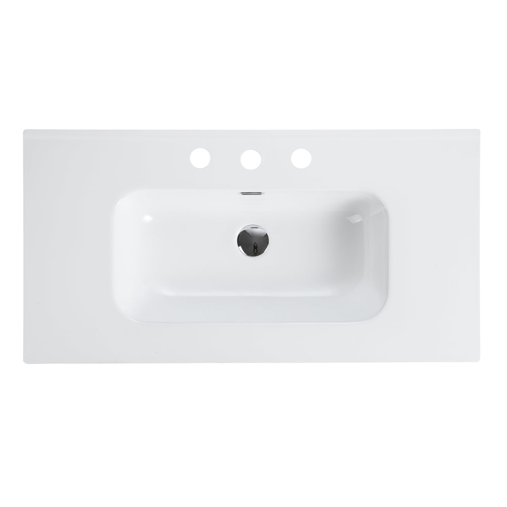 Integrated Glossy White Ceramic Bathroom Sink