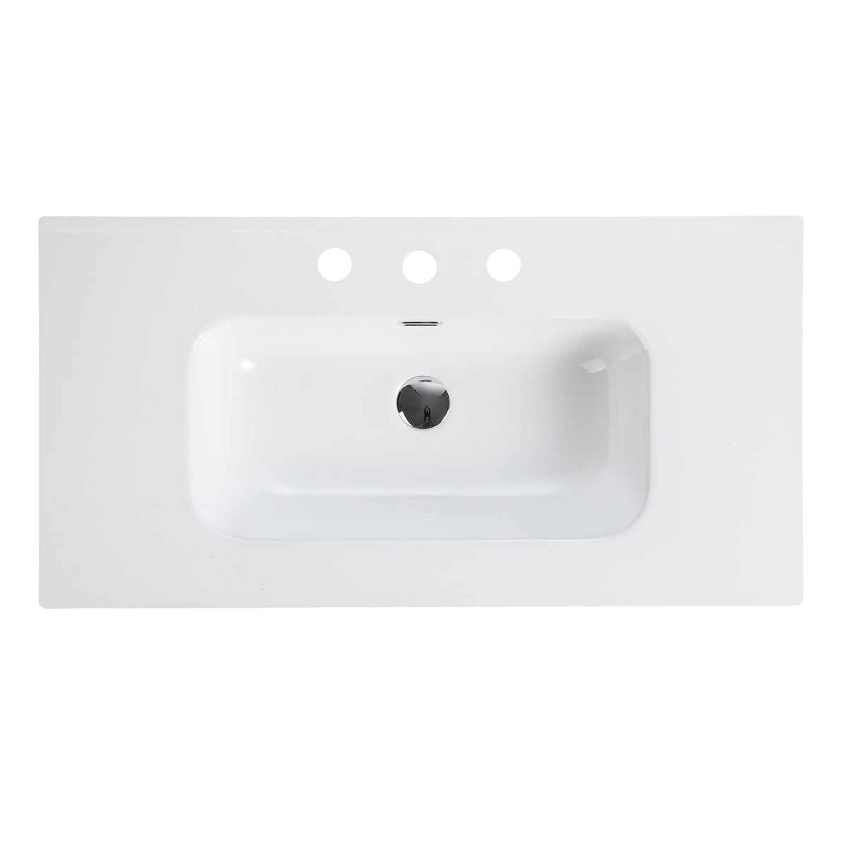 Integrated Glossy White Ceramic Bathroom Sink