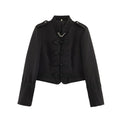 Vintage Frog-Button Lace-Patchwork Jacket Coat