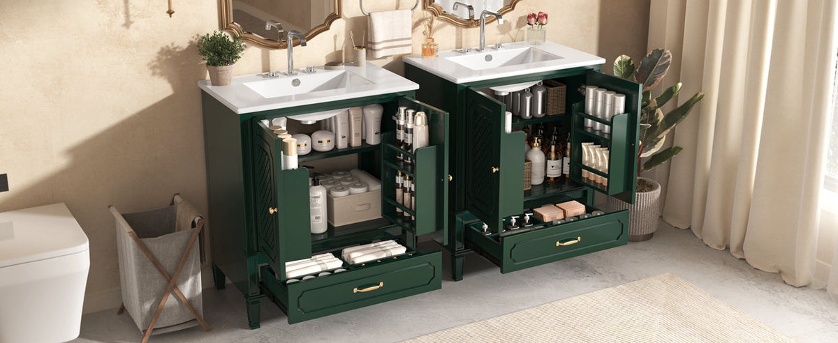 60" Bathroom Vanity with Double Sink Combo Set