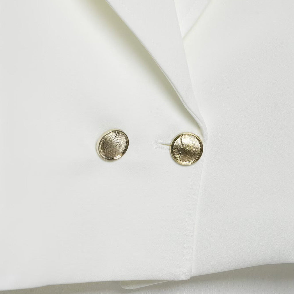 Womens Short Double-breasted Blazer With Shoulder Pads